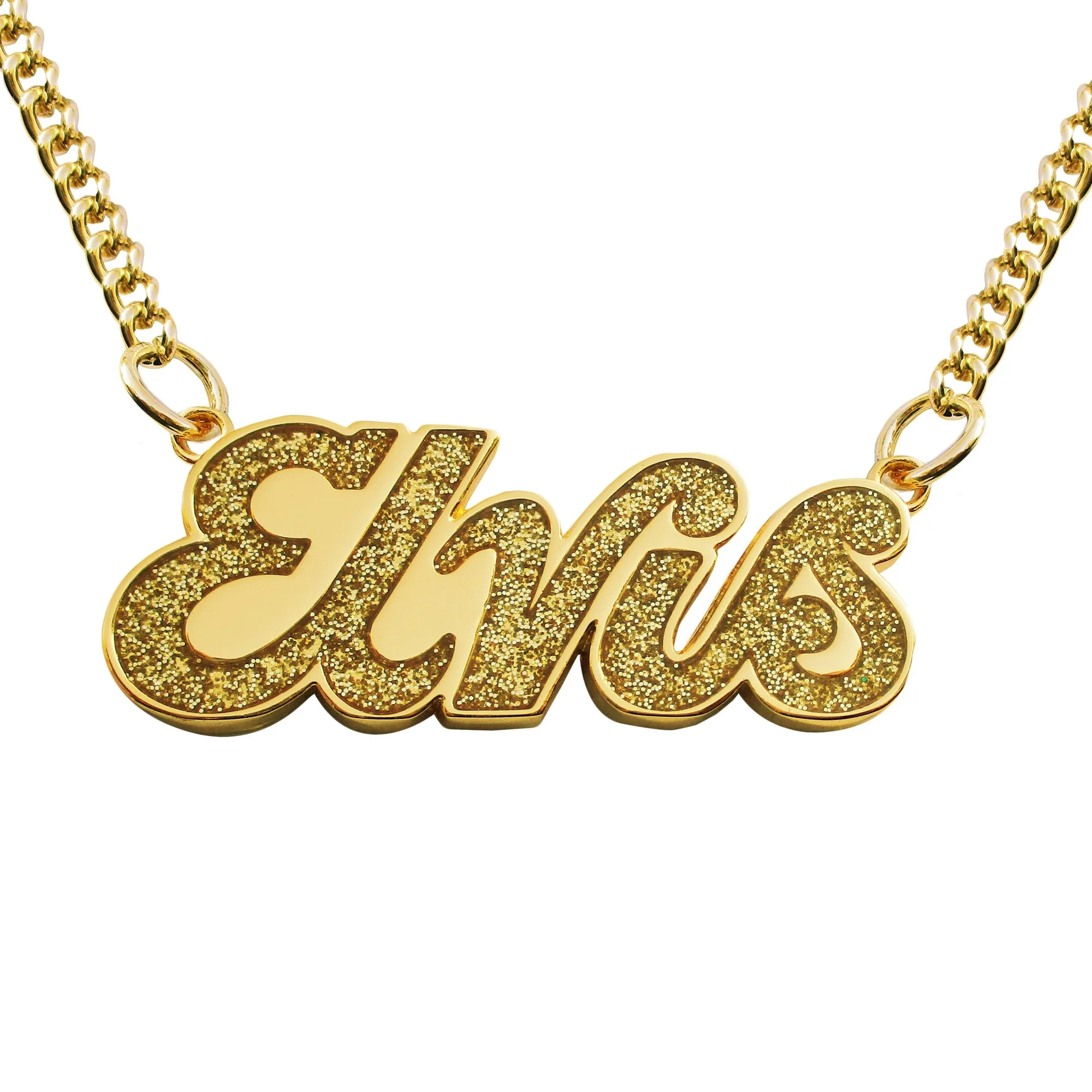 Collar Elvis Script bañado en oro