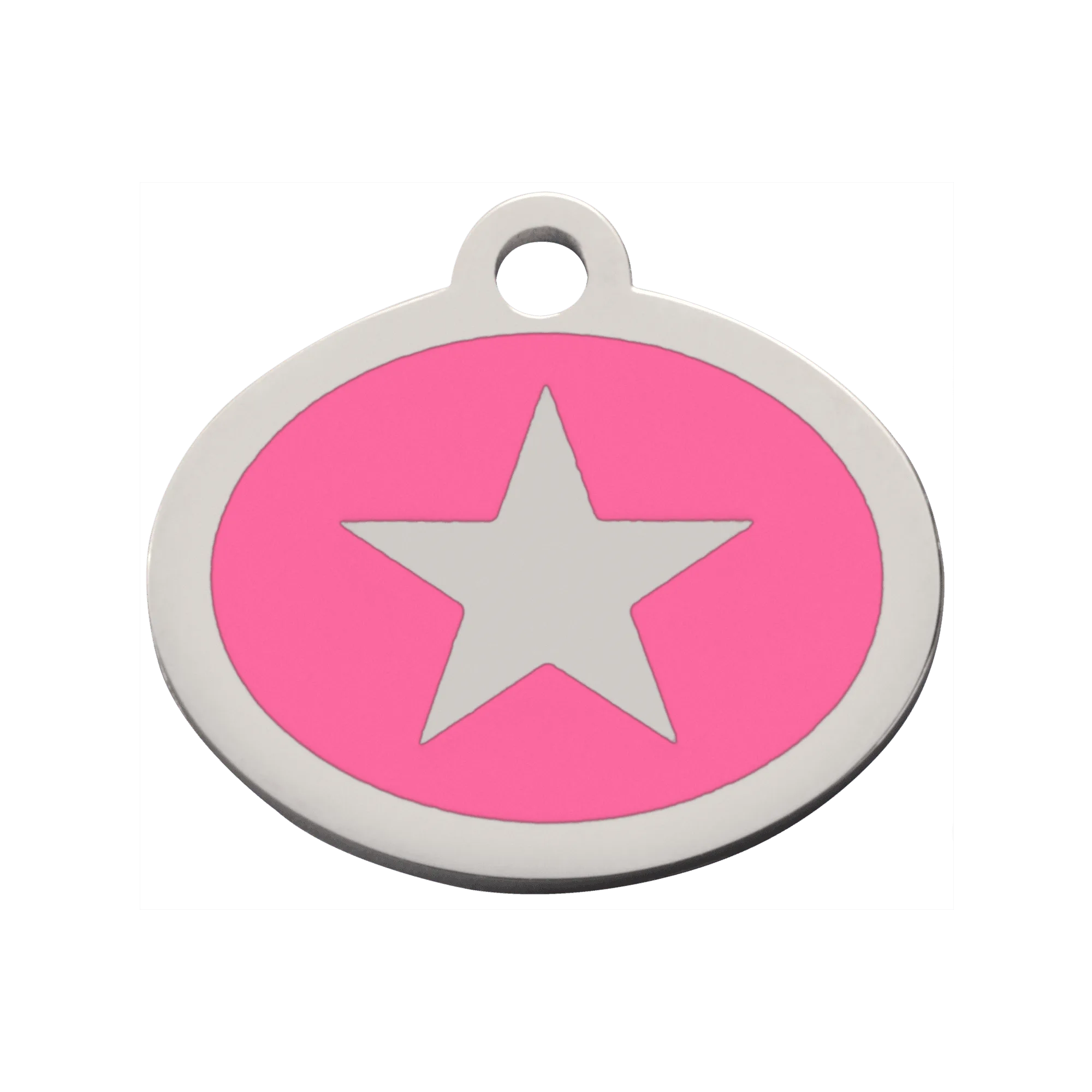 Pink Oval Star Pet Tag