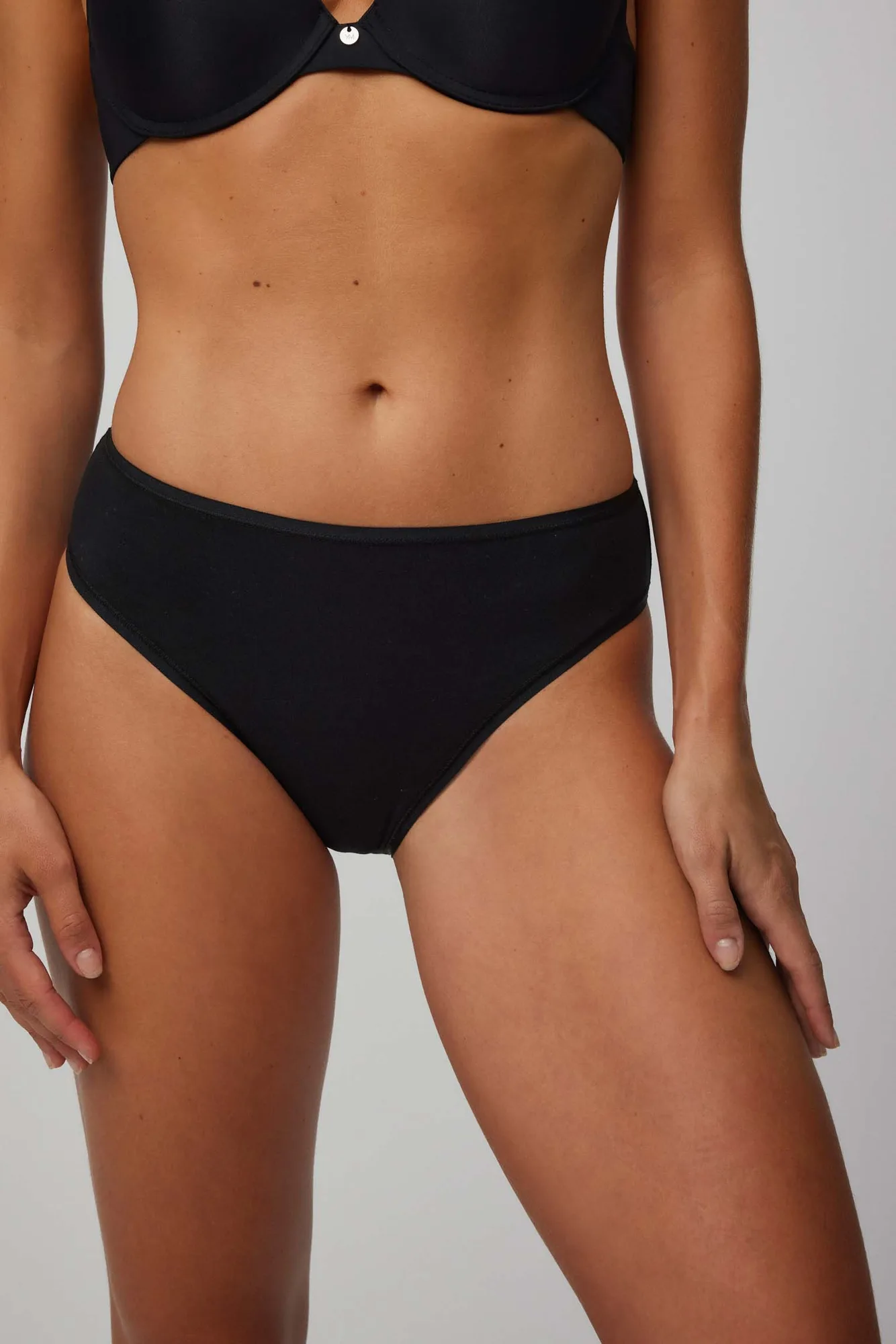 Pack de 2 bragas midi básicas algodón negro