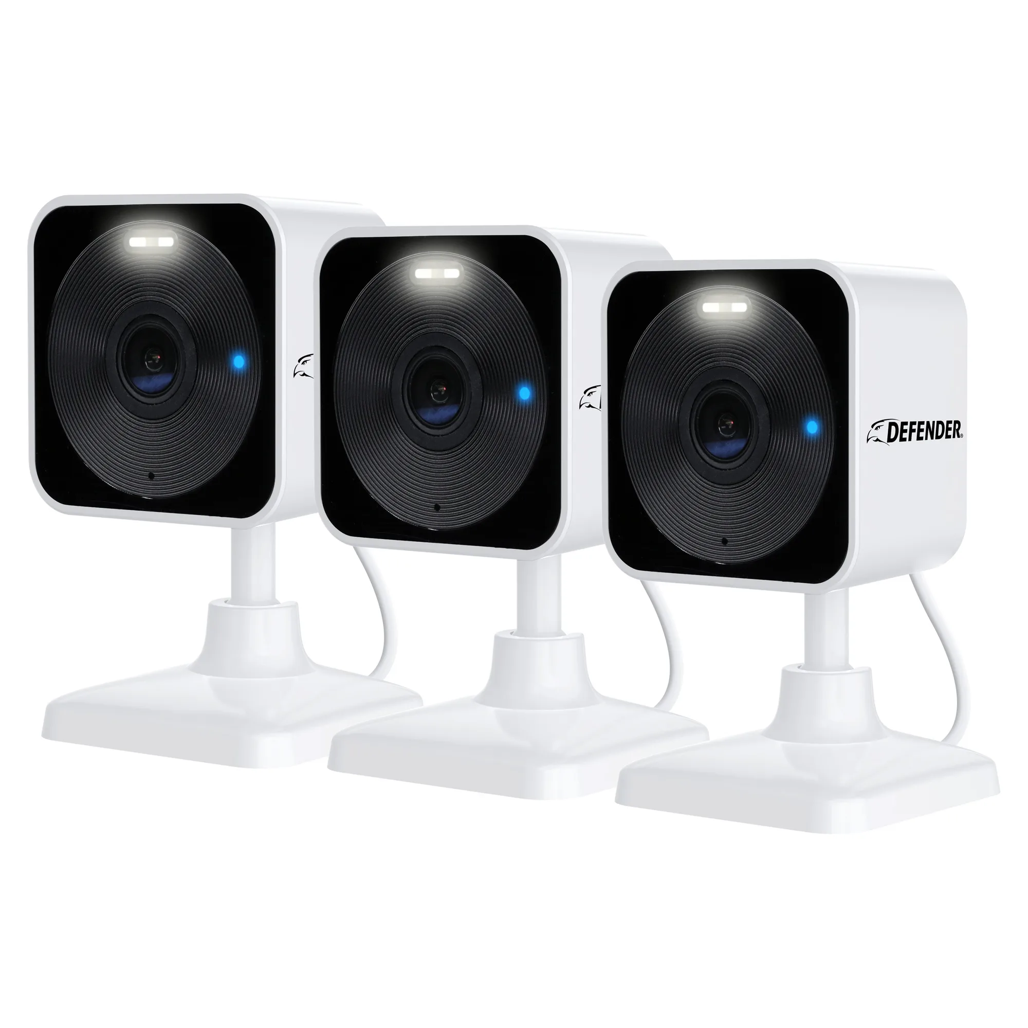 Defender GO 2K AI POWERED WiFi Indoor/Outdoor Home, Business, Pet, Baby Security Camera, 3 Pack