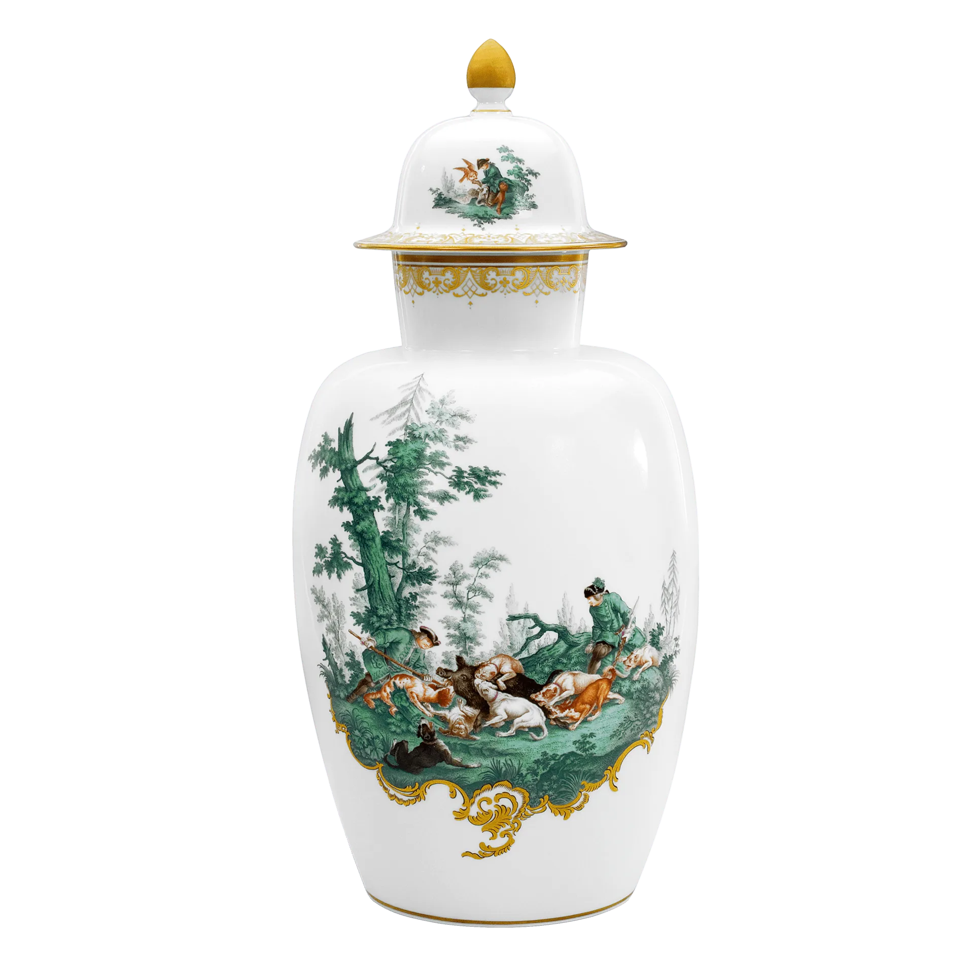 Collezione Esclusiva: Vaso con coperchio scena di caccia vs. Vaso Chinoiserie