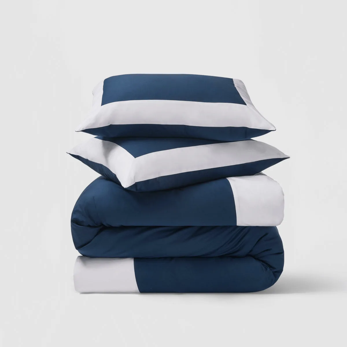 Ensemble réversible housse de couette à blocs de couleur en satin et taies d'oreiller