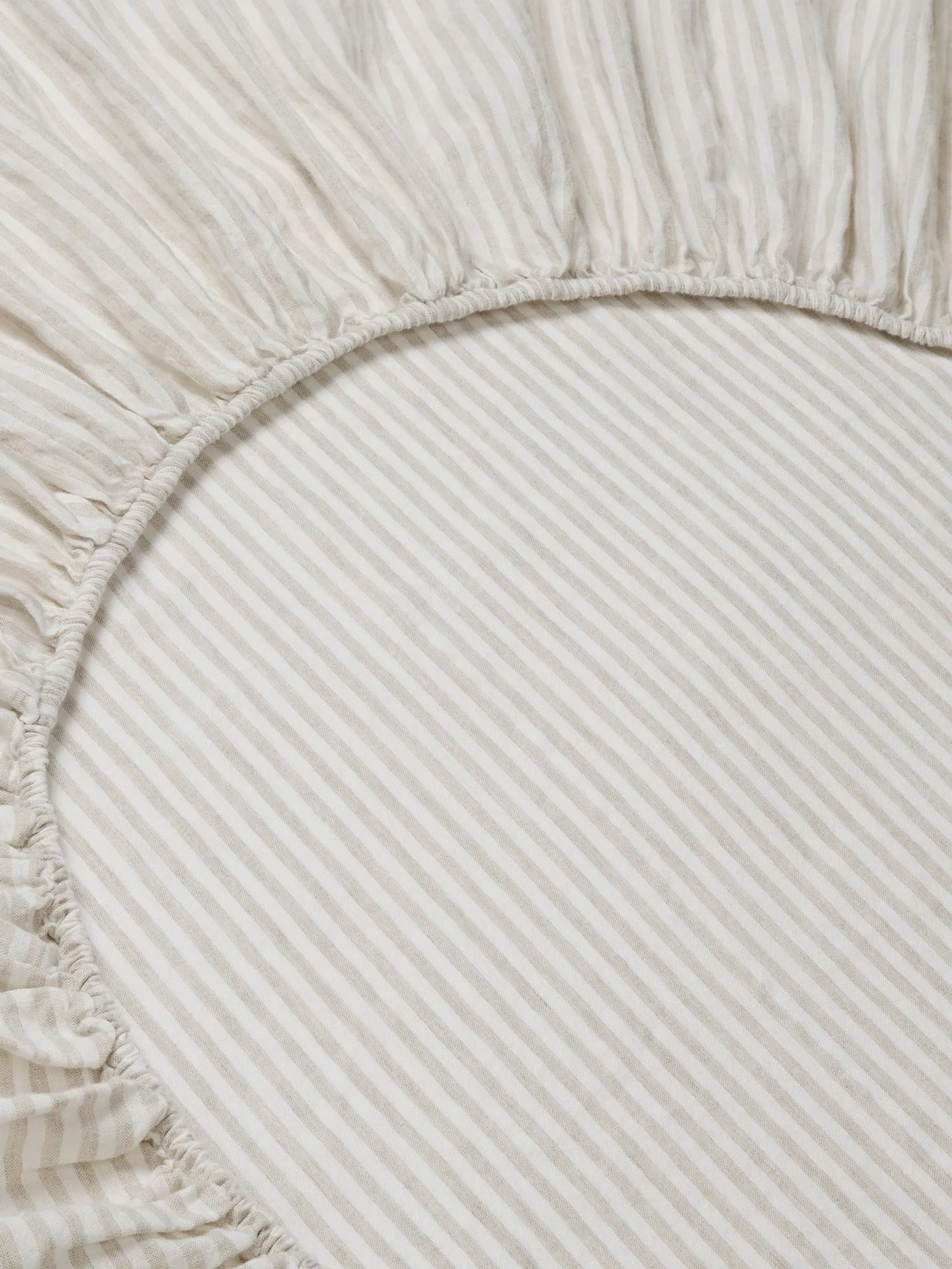 Oatmeal Stripe 100% Linen Fitted Sheet