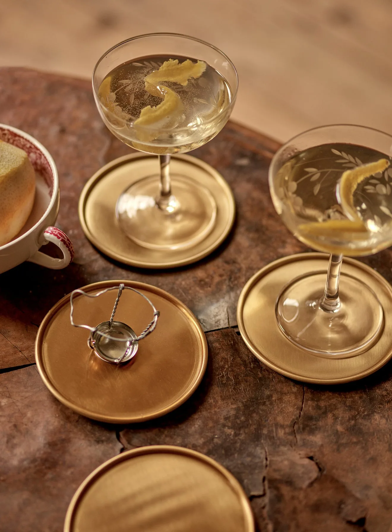 Lena Brass Coasters, Set of Four