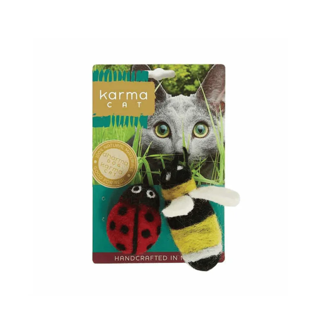 Wool Ladybug & Bee Cat Toys (Pair)