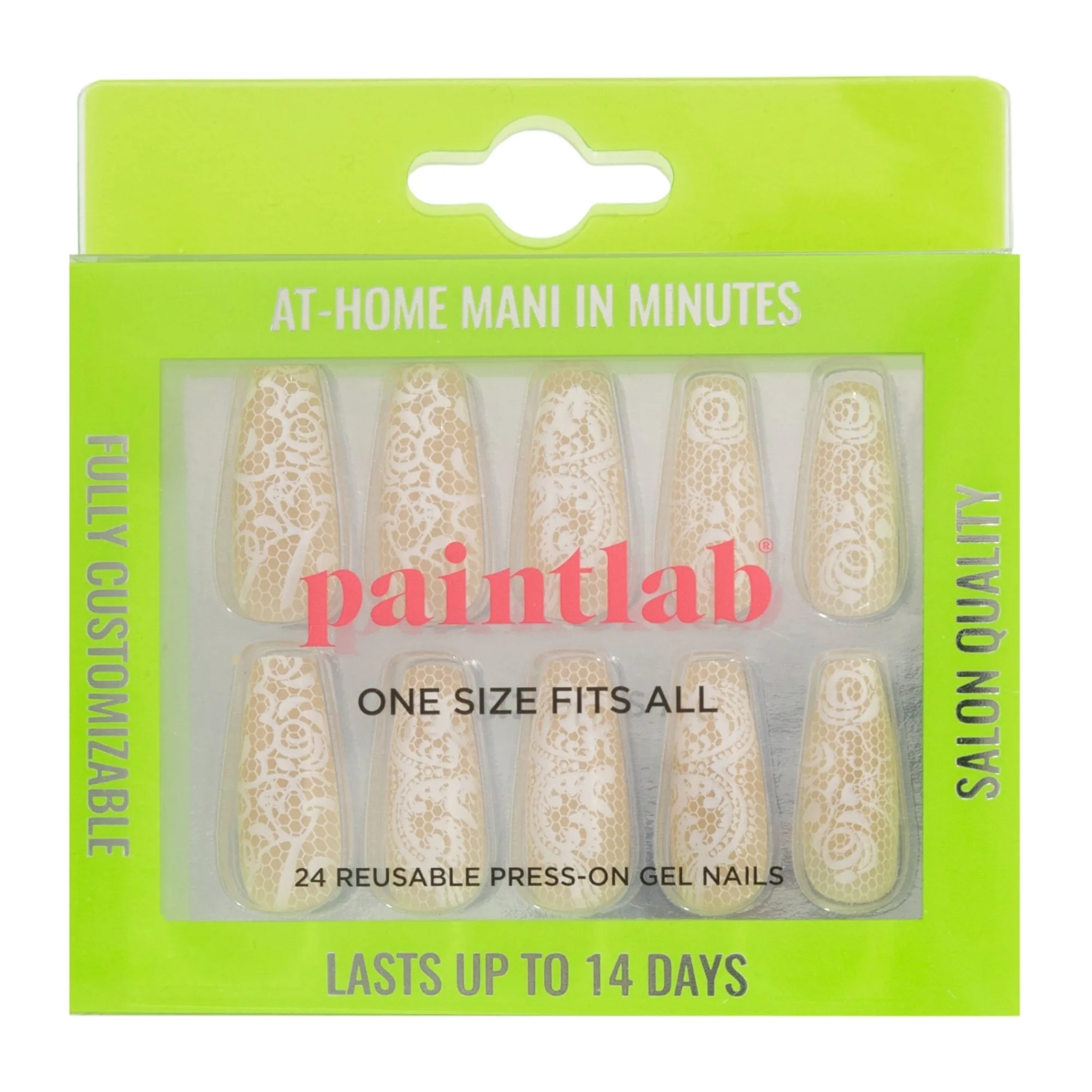 Beige Lace Coffin Press-On Nails
