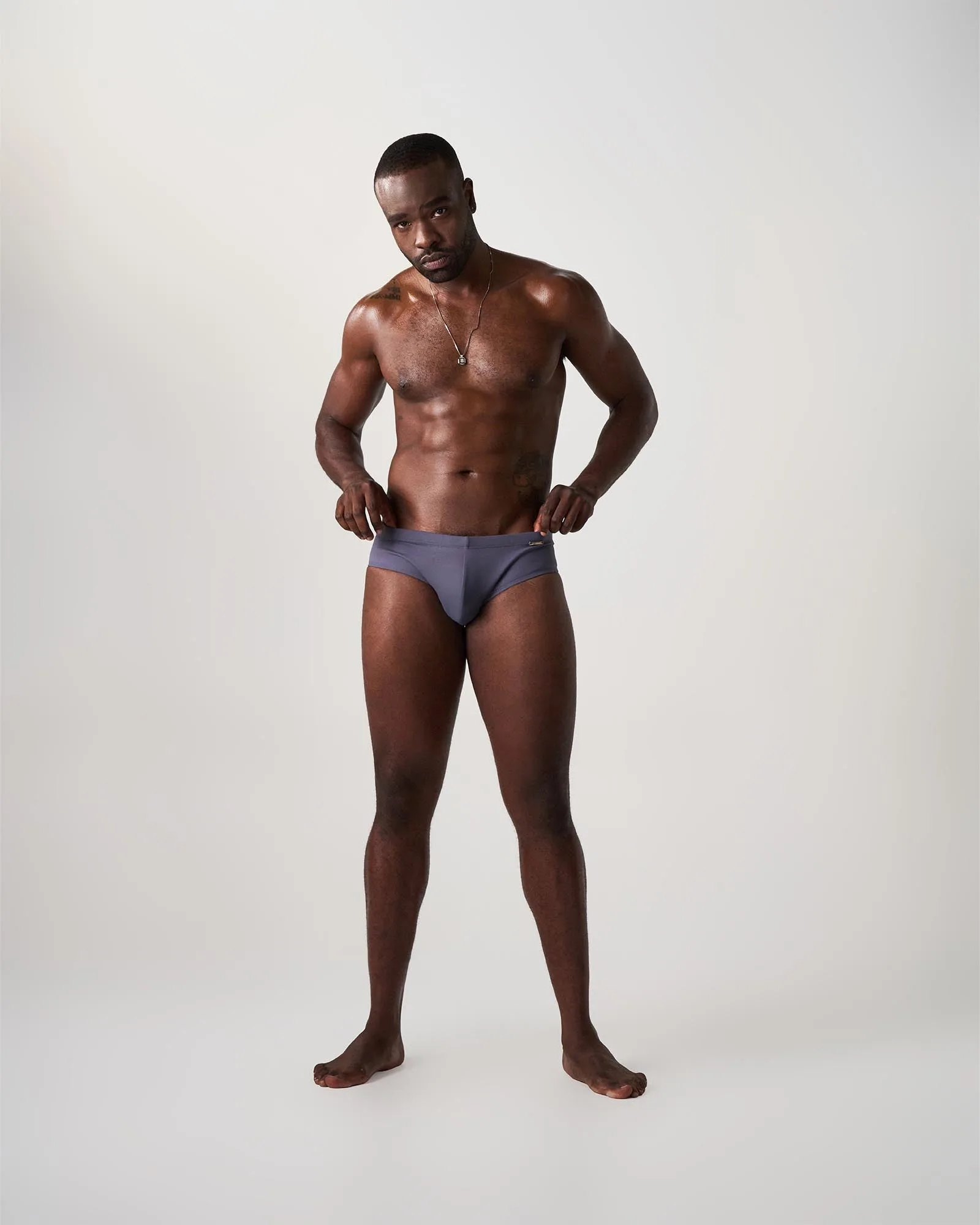 Statement Wide Swim Brief - Gunmetal
