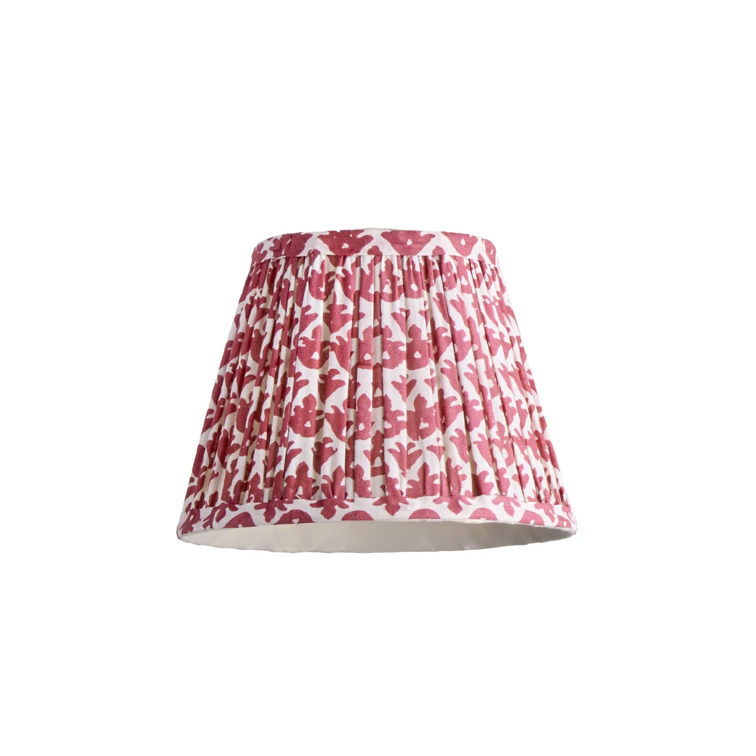 18cm straight empire pendant shade in temple red block printed cotton