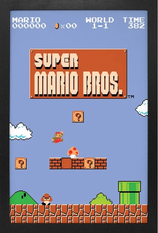 Super Mario Bros. "Level 1-1" Framed Gel Coated Poster