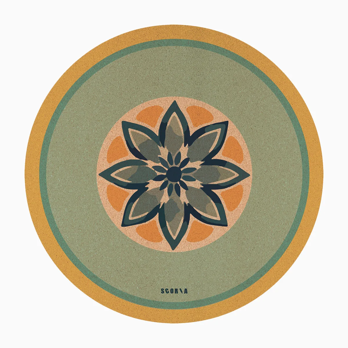 Tapis de yoga rond en liège à pétales bleus : caractéristiques et usages