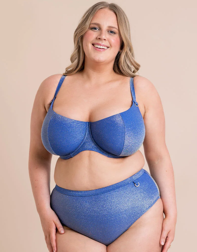 Curvy Kate Sapphire Seas Balcony Bikini-Top Blau Glitzer