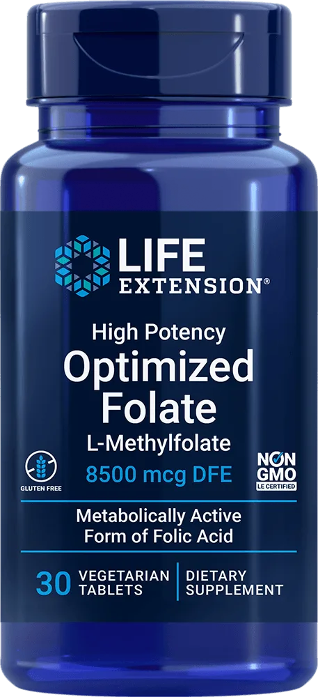 High Potency Optimized Folate, 8500 mcg DFE, 30 vegetarian tablets