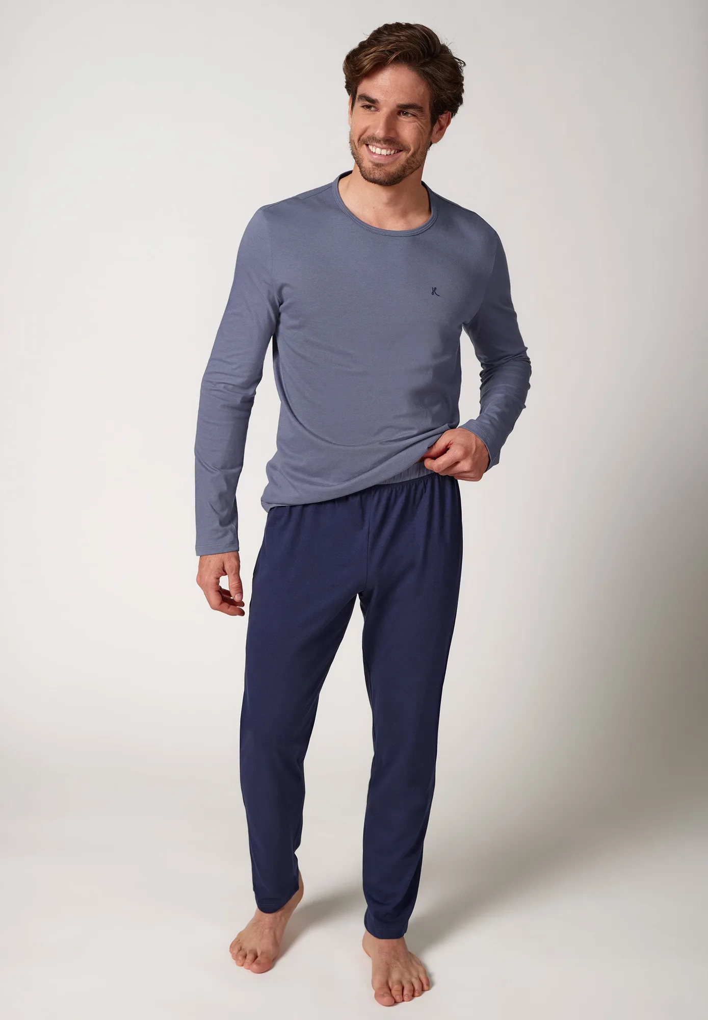 Night Basic Selection Pyjama lang | faded denim 110099-01H268