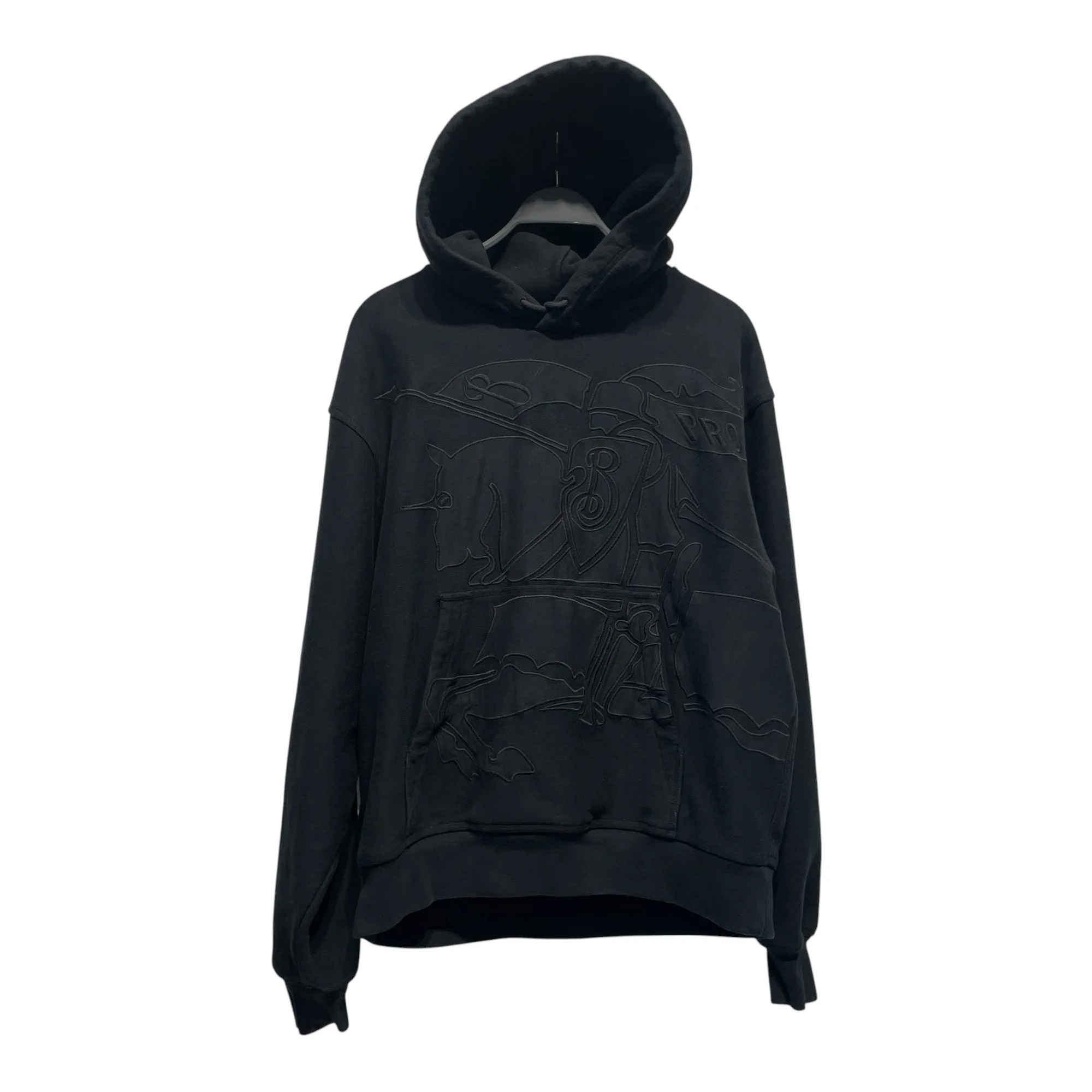 BURBERRY/Hoodie/L/Cotton/BLK/Oversize/