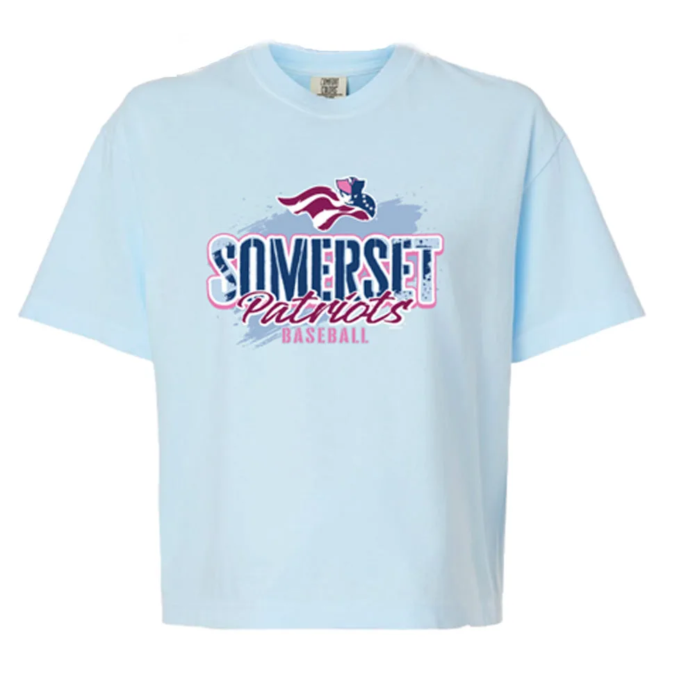 Somerset Patriots Womens Comfort Colors Mid Length Box Tee
