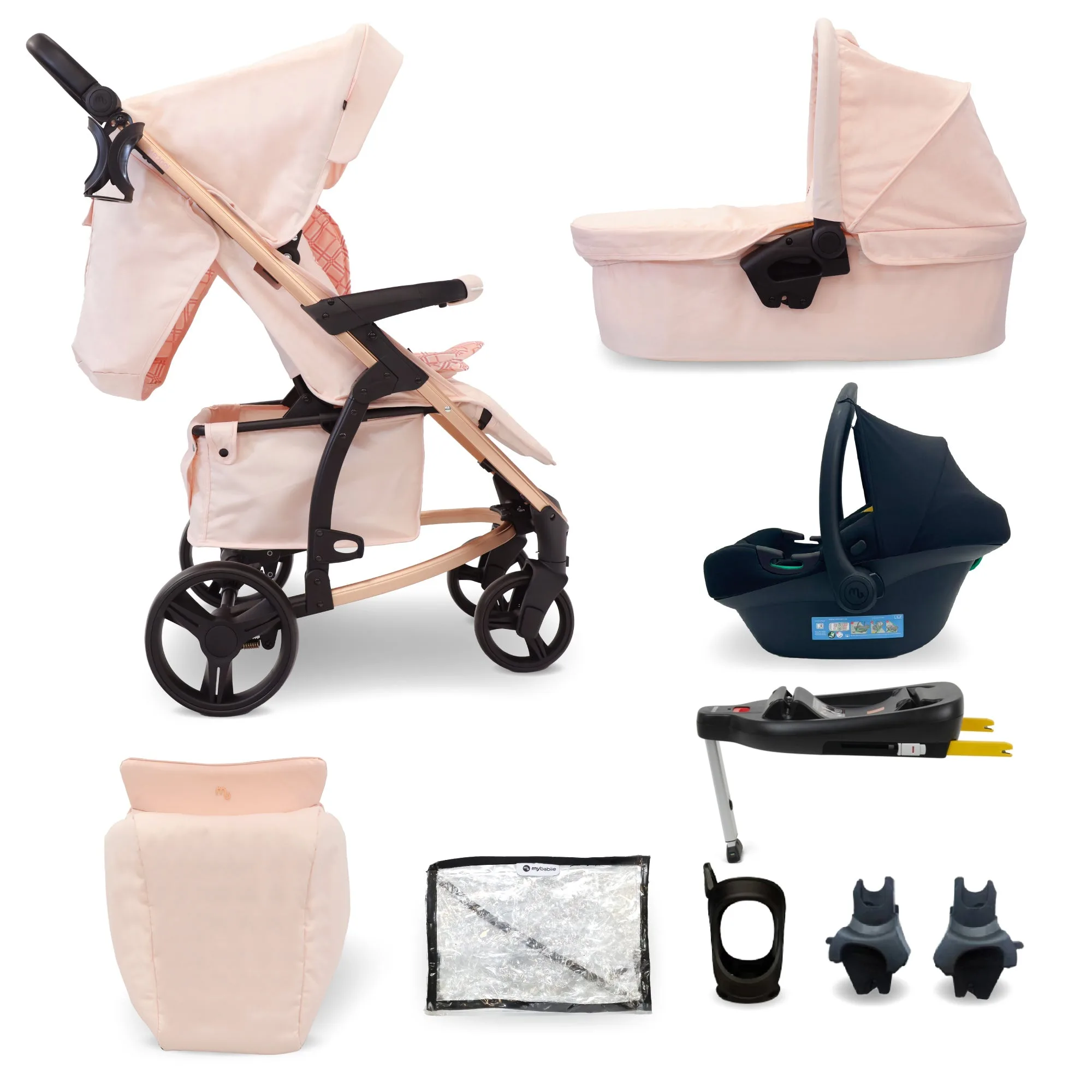 MB200i 3-in-1 Travel System with i-Size Car Seat + Base - Pink Plaid