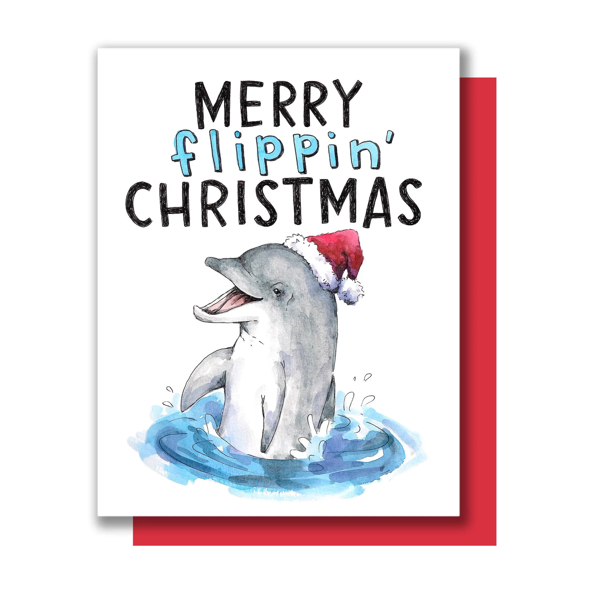 Merry Flippin' Christmas Dolphin Flipper Christmas Card
