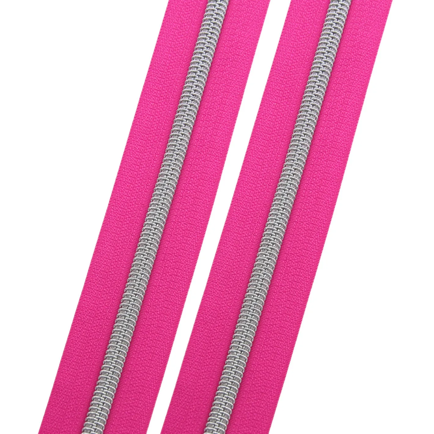 Neon Pink Nostalgia - #5 Silver Nylon Coil Zipper Tape