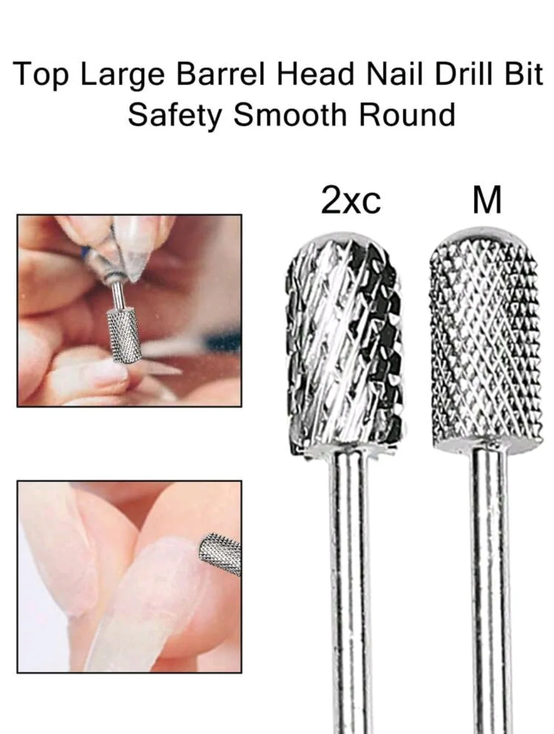 2 pezzi punte per fresa sicurezza rotonde 2XC e grana media per modellare e rimuovere acrilico/polygel