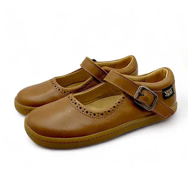 Holly Mary Jane Kids Barefoot Shoe - Tan Leather