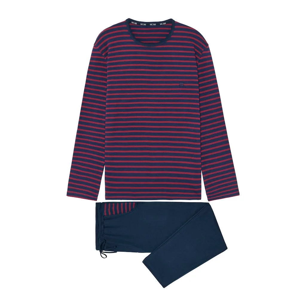 Carson Long Pajama Set | Navy Stripes 402821-R0RA