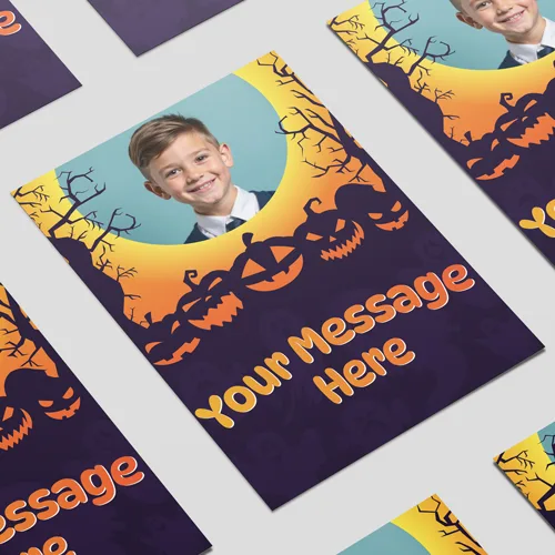 Gepersonaliseerde Halloween pompoenen met foto Poster PVC feestbord decoratie