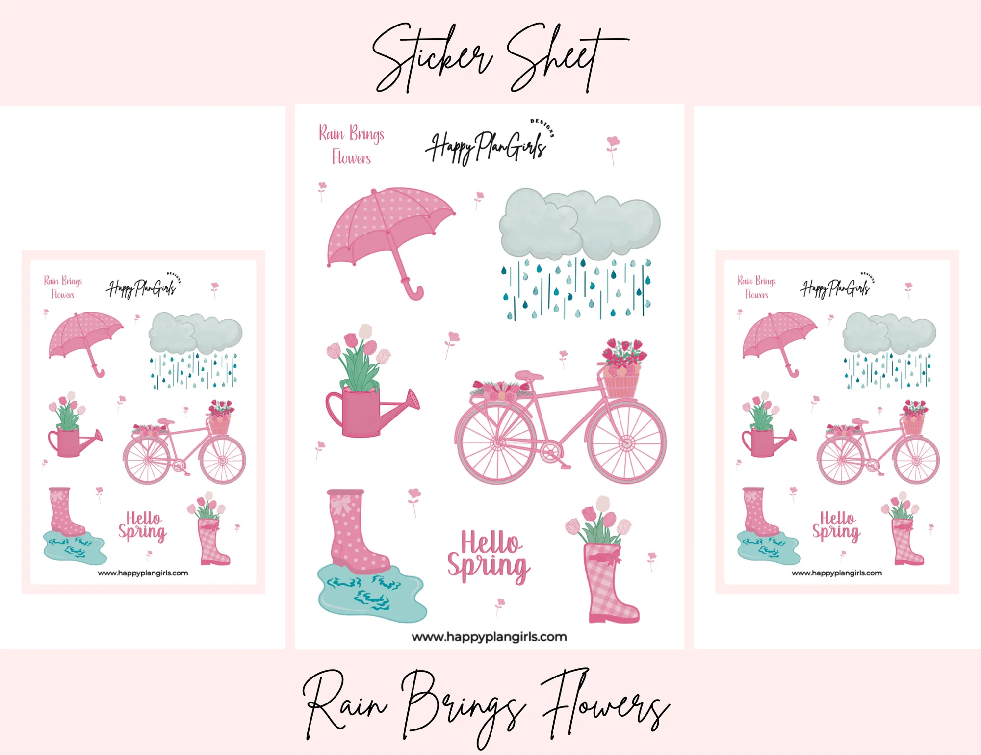 Planche d'autocollants La pluie apporte des fleurs : idées de bullet journal
