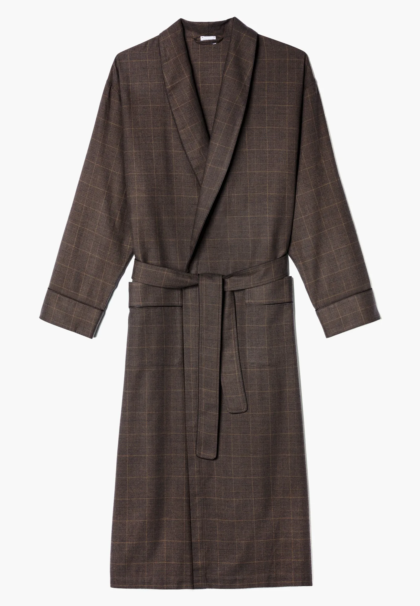 Cozy Flannel | Morgenmantel lang - olive check