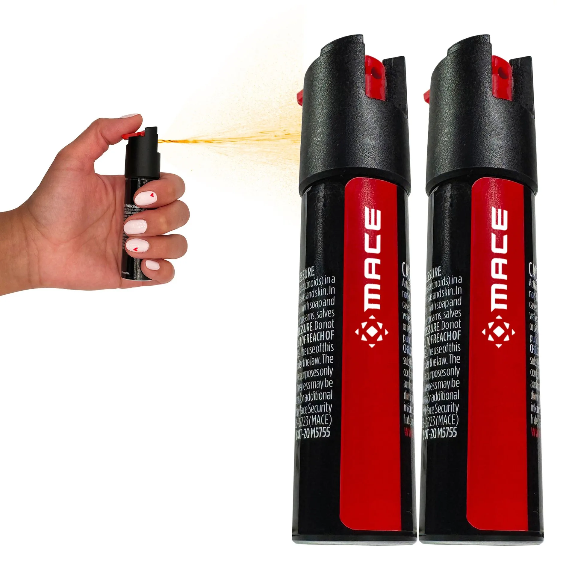Mace 2 Pezzi Spray al Peperoncino con Chiusura a Rotazione - Nero/Rosso