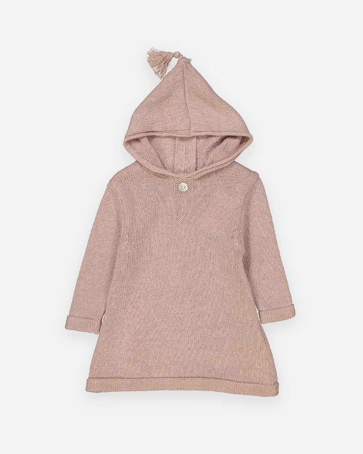 Burnous bébé laine et cachemire rose poudre