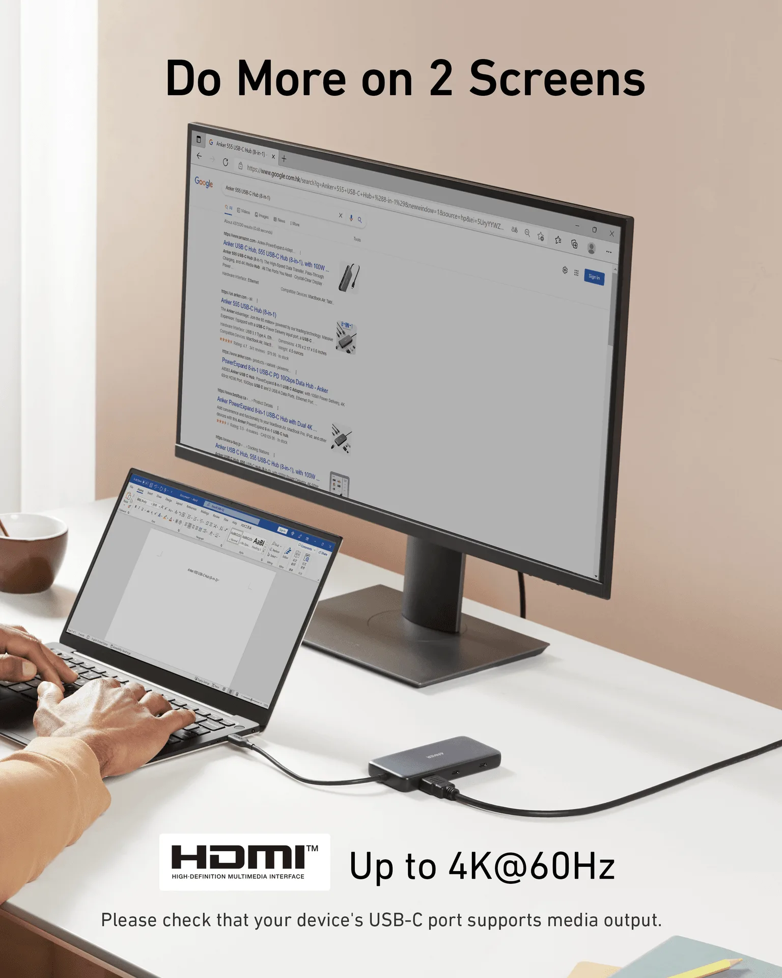 How to Set Up Dual 4K Monitors with the Anker 555 USB-C Hub (8-in-1)