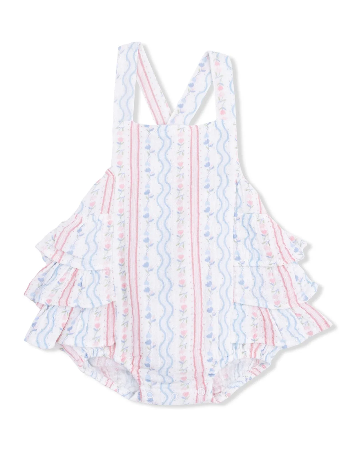 Ruffle Sunsuit, Tulip Stripe