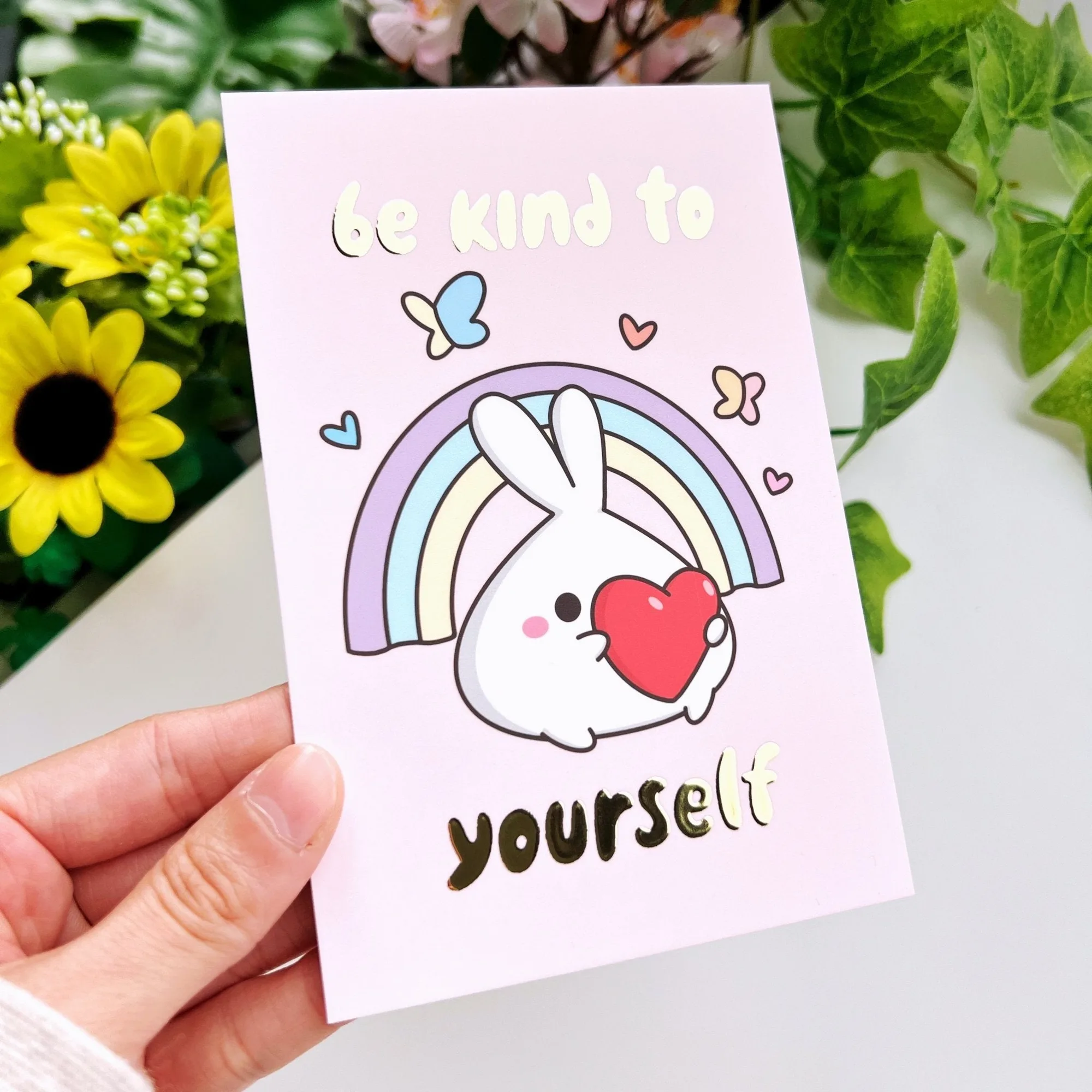 저널링 카드 - Be Kind To Yourself - 골드 포일