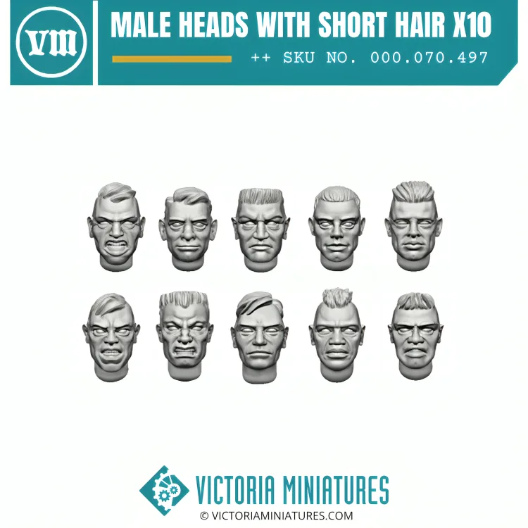Male Heads with Short Hair x10