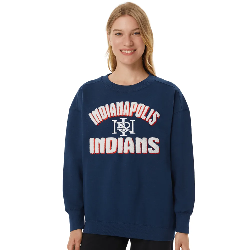 Indianapolis Indians Women's Concepts Sport Navy Ascent Long Sleeve Crewneck Sweatshirt