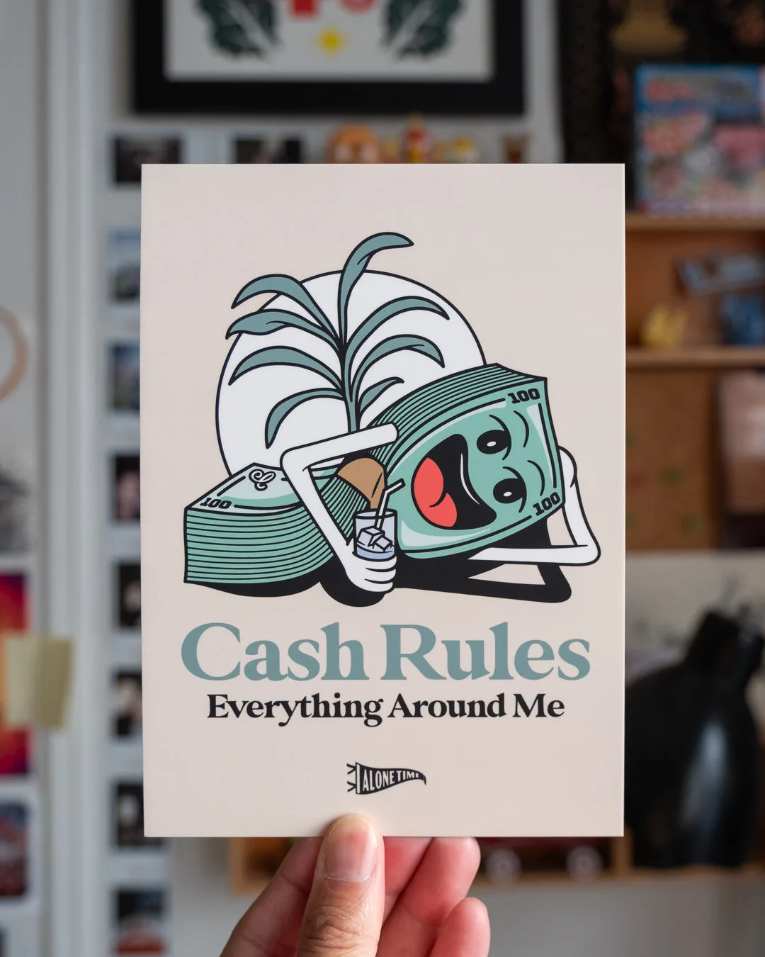 'Cash Rules Everything Around Me' - 5"x7" ミニプリント - クリーム