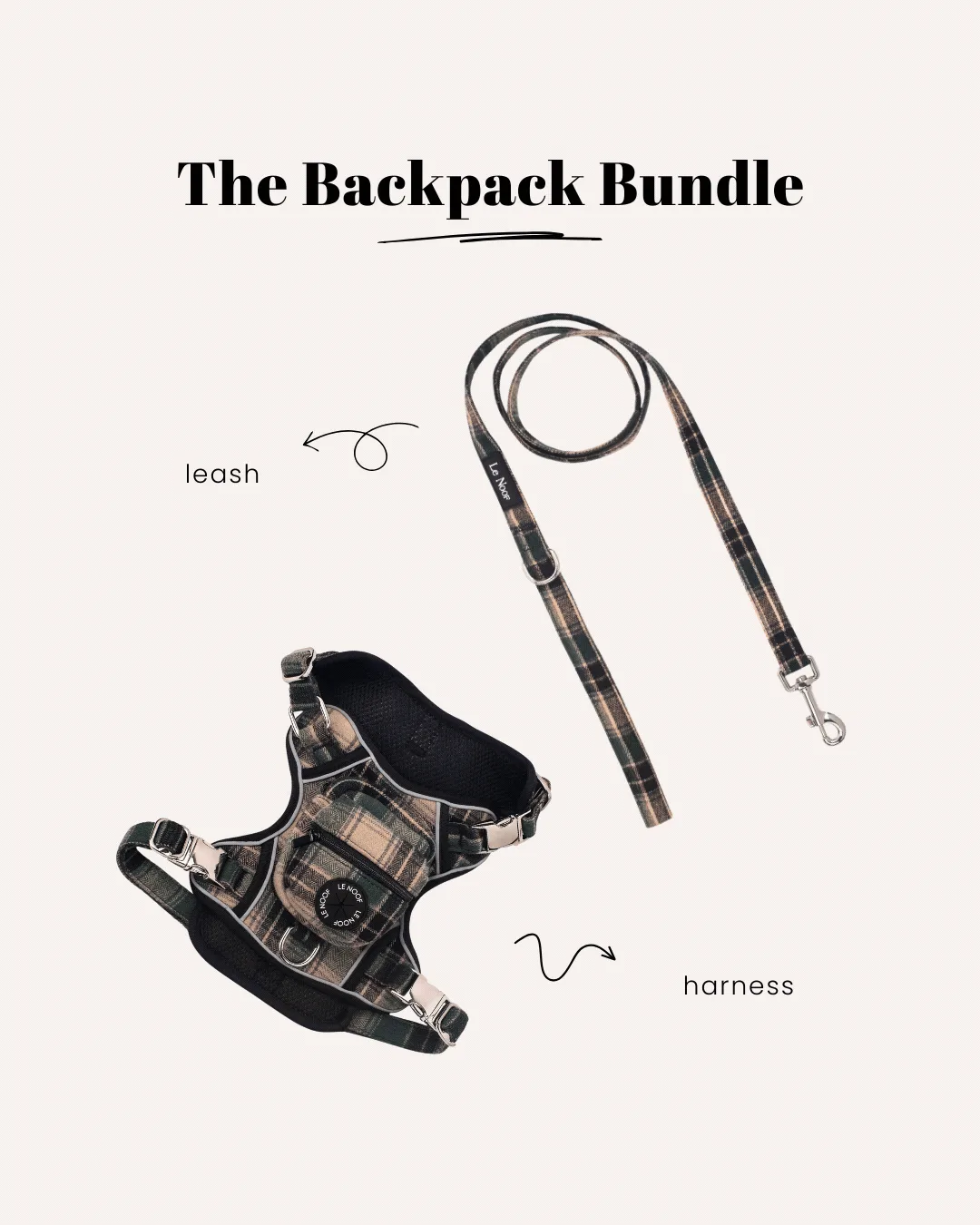 Plaid Dog Harness Set