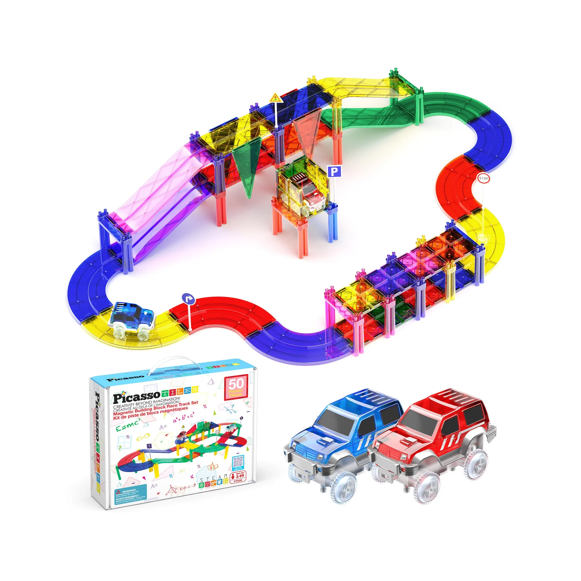 How to Build a Race Track with Magnetic Tiles and LED Cars
