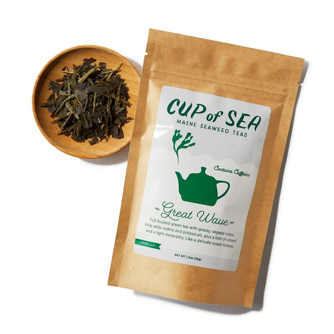 Great Wave Seaweed Tea 1.5 oz Bag - Green Tea with Sugar Kelp - Cup of Sea