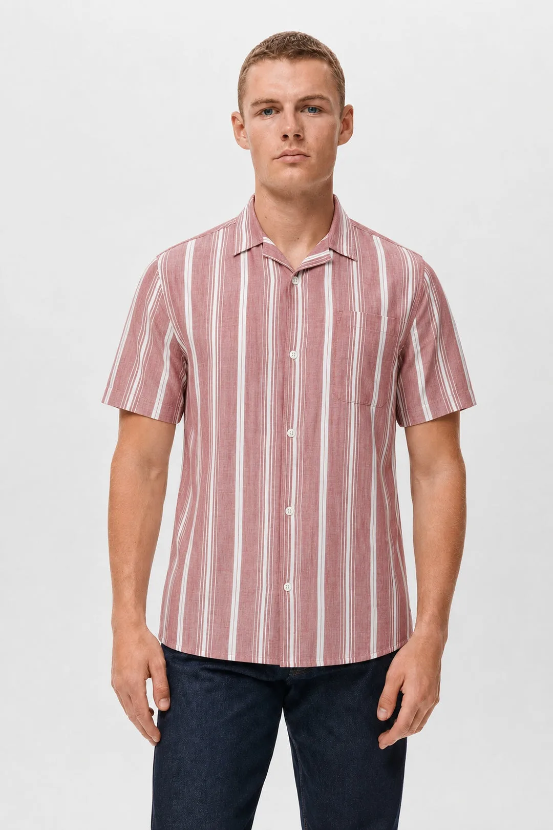 Bari Stripe Short Sleeve Shirt | Red