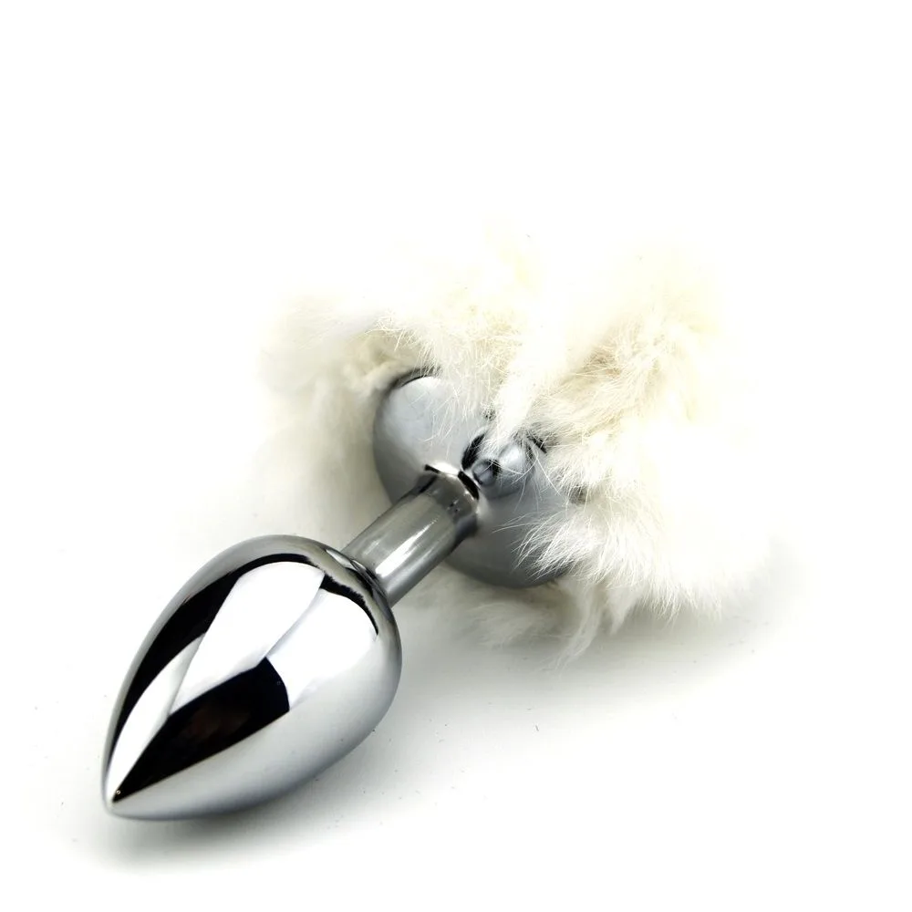 White Bunny Tail Butt Plug