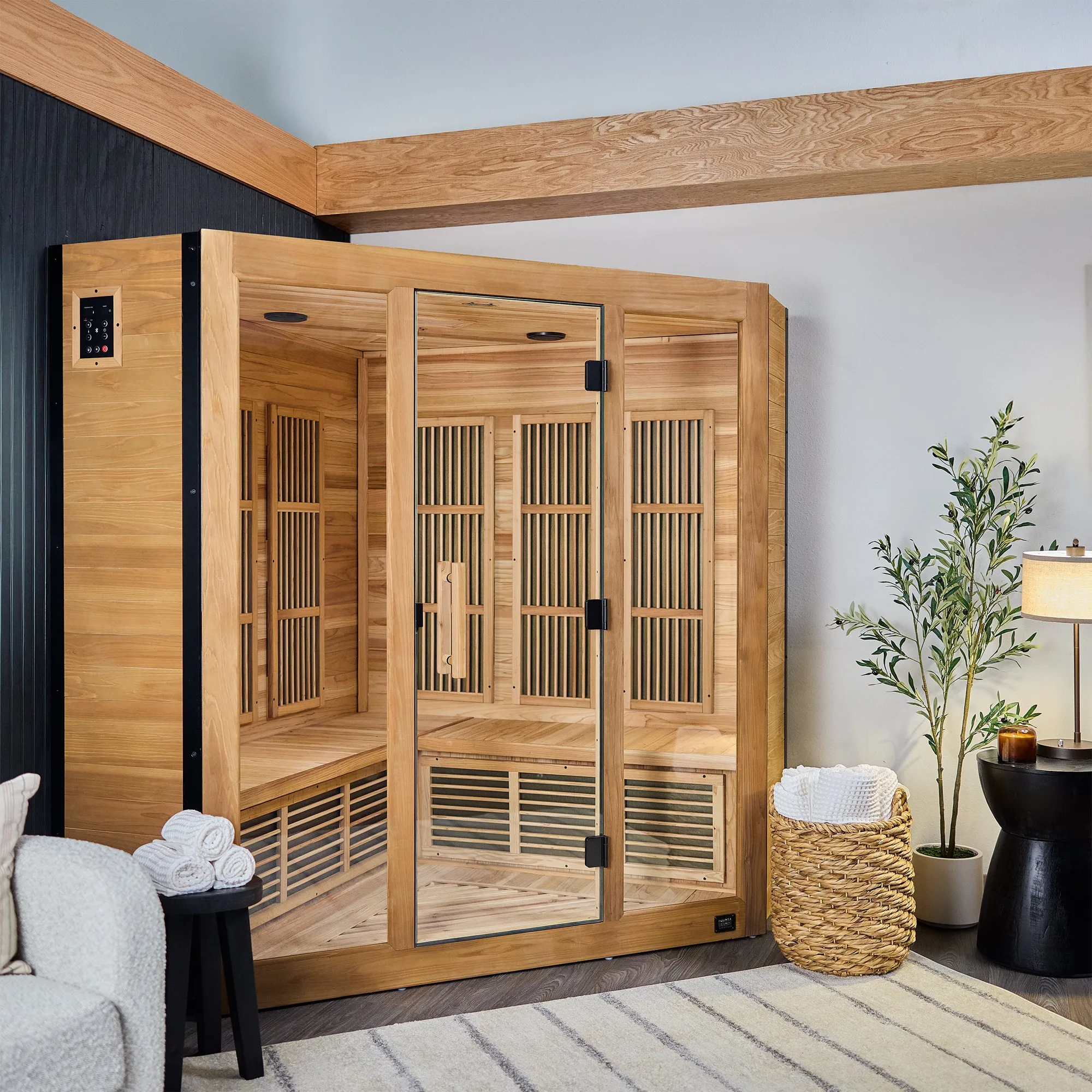 Sauna de infrarrojos de esquina interior Rylan – 4 personas