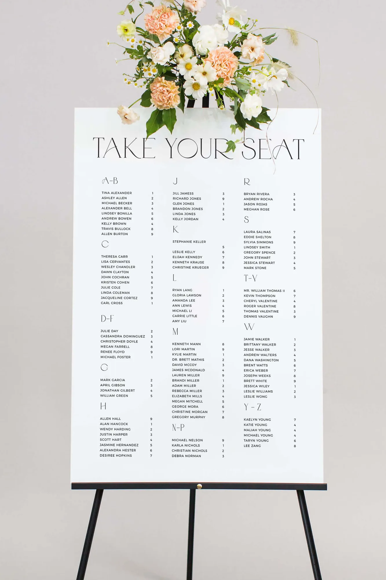 The Isabella | Acrylic Wedding Seating Chart