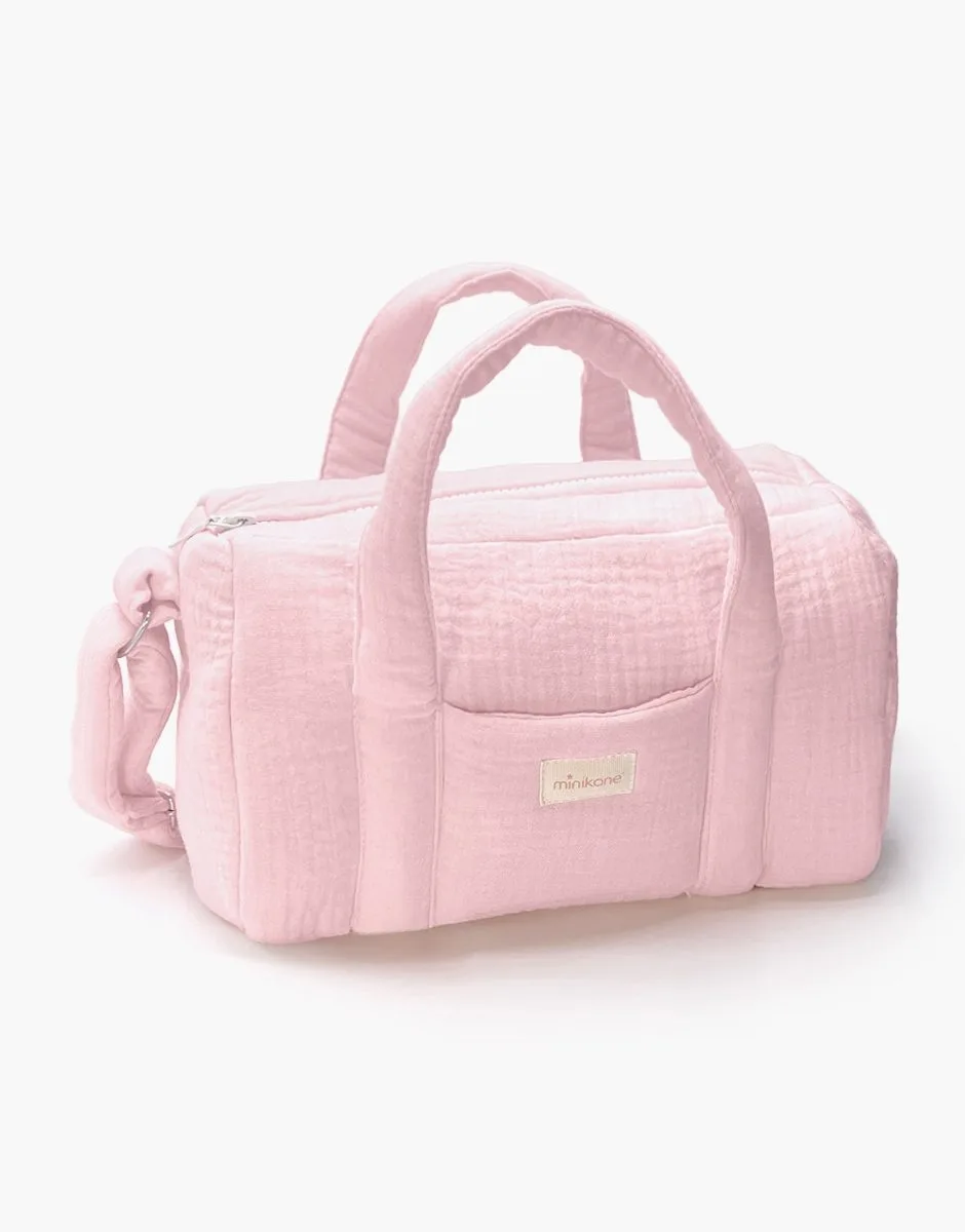 Sac à langer poupée en gaze de coton fraise