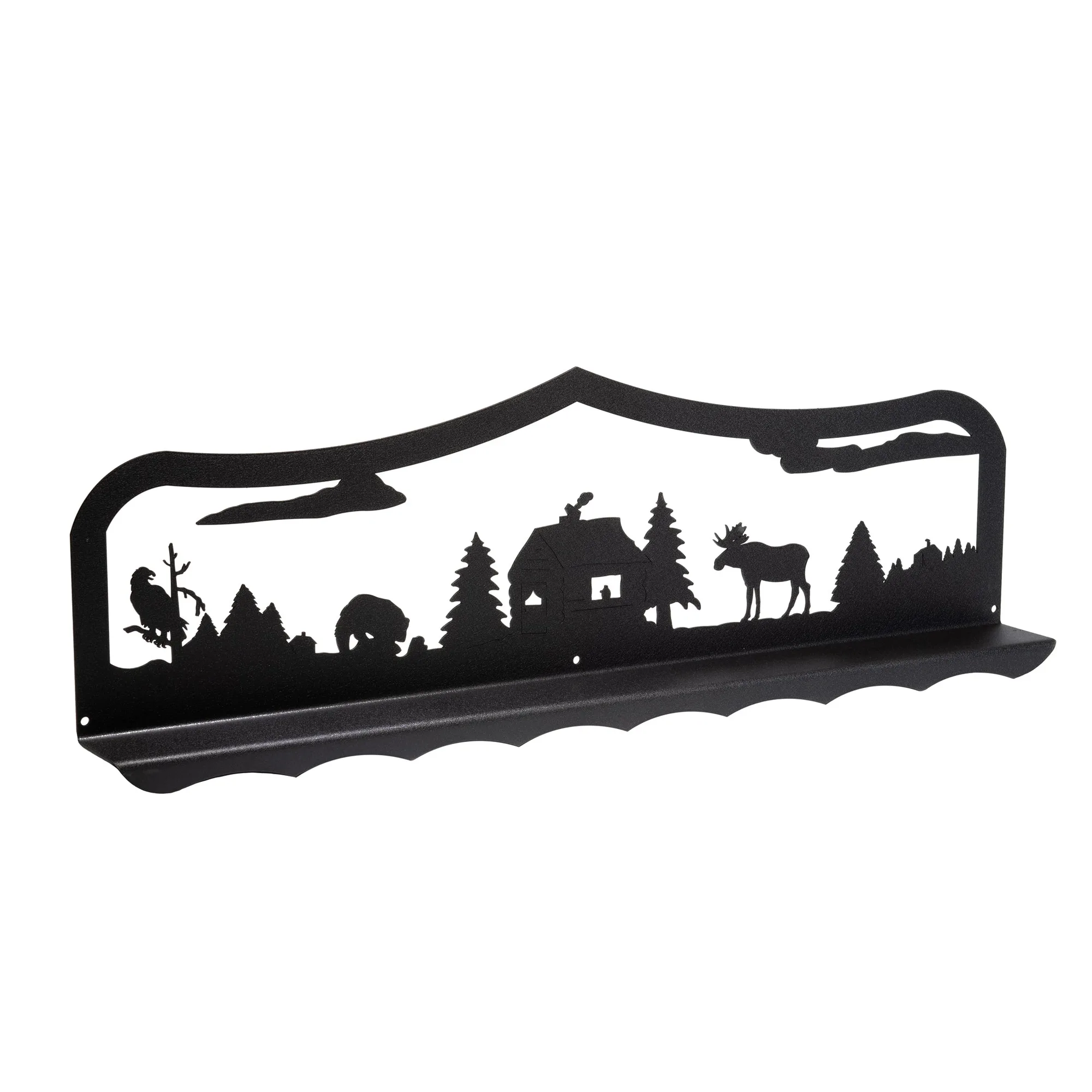 Cabin & Woods, Moose, Bear, Eagle Wall Shelf – 34” x 10” x 3”