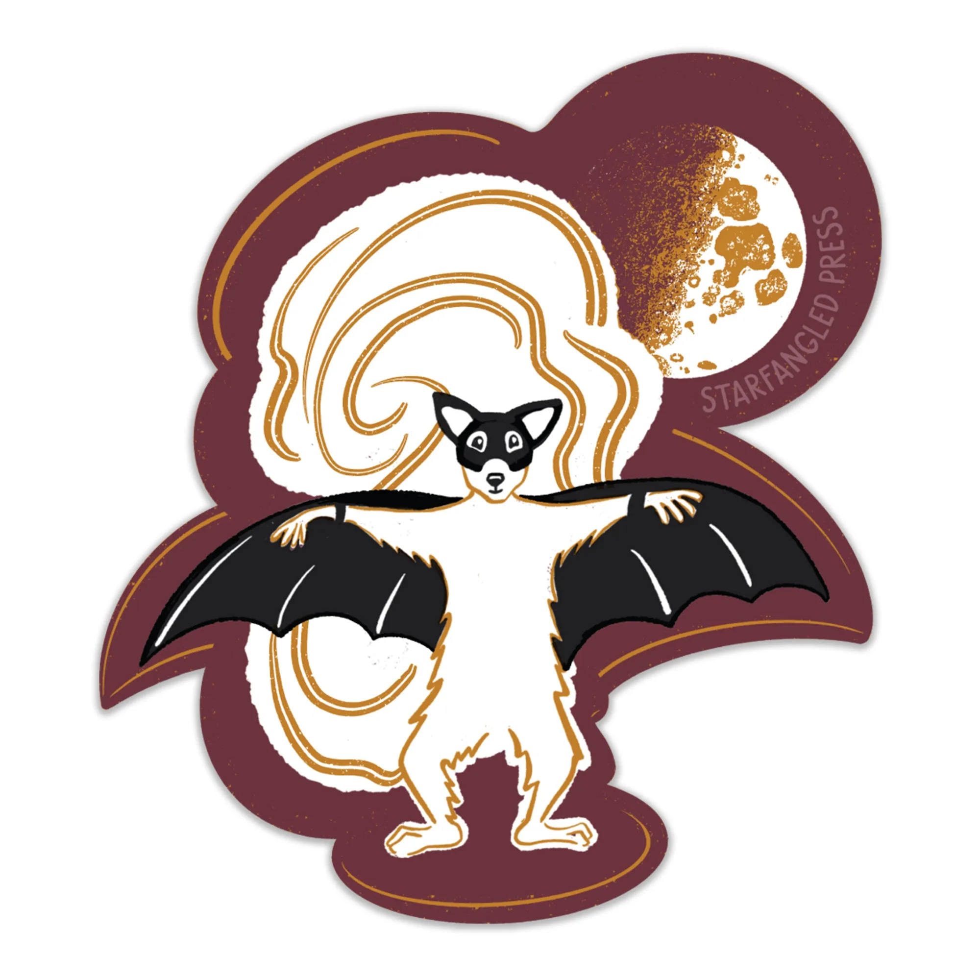 Sticker White Squirrel In A Bat Costume