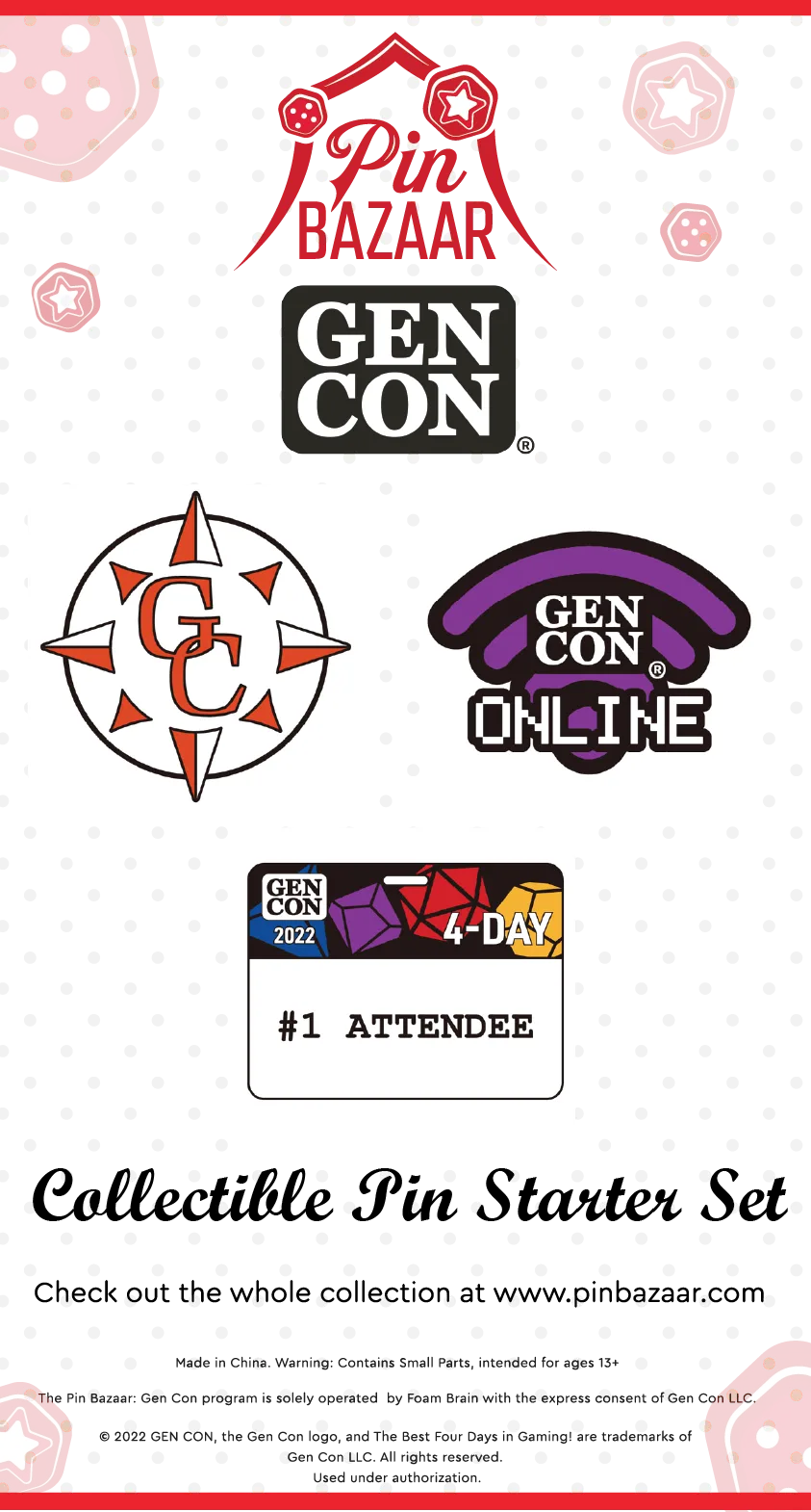 ماذا يوجد داخل مجموعة Gen Con Pin Bazaar Starter؟
