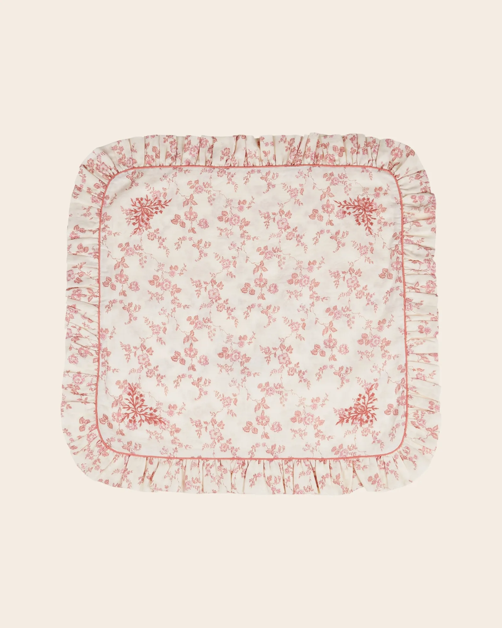 Kissenbezug - Blumenmuster Creme und Rosa