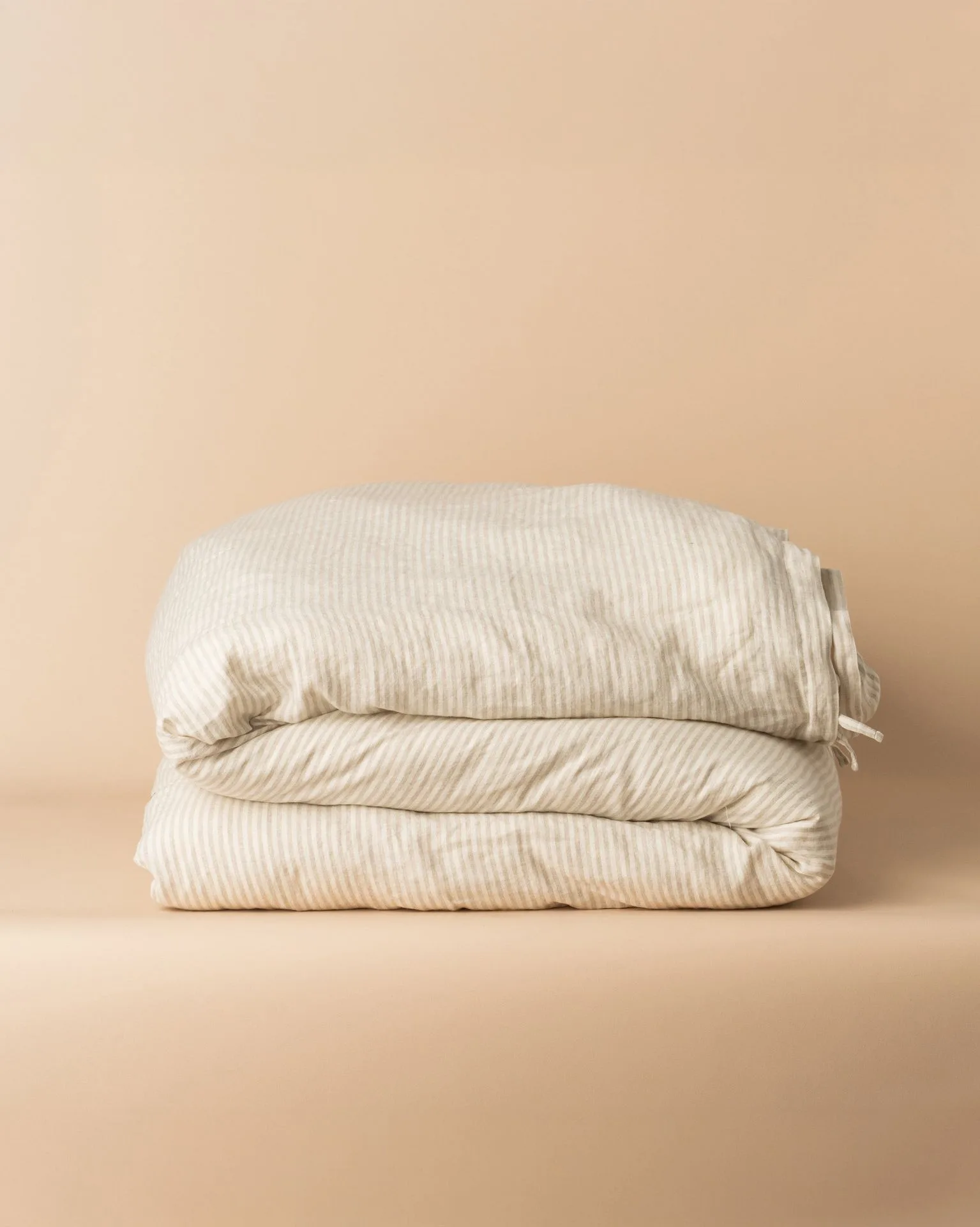 Linen Duvet Cover Set Queen/King - Natural Stripe
