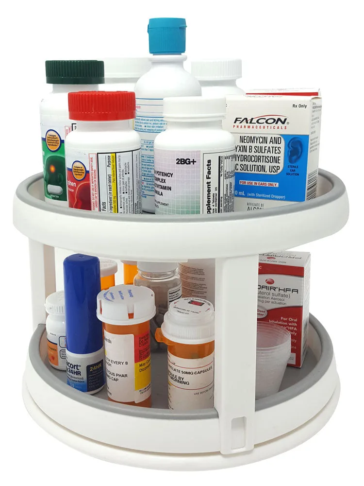 Prato giratório de medicação de dois níveis